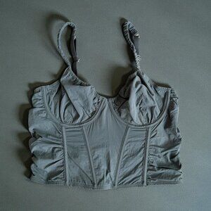 GILLY HICKS Gray Nylon Corset Style Crop Tank Top Size Medium
